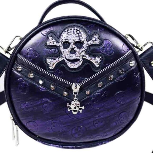 Rebels Ride Skull Crossbody Oval Bag - Picture 3 of 6